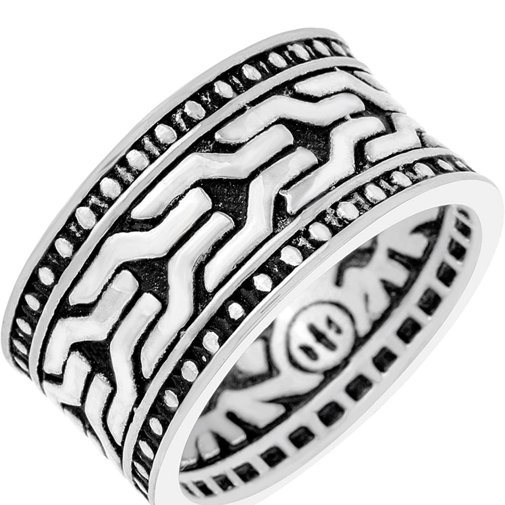 Stainless Steel Wedding Band Men’s Tribal